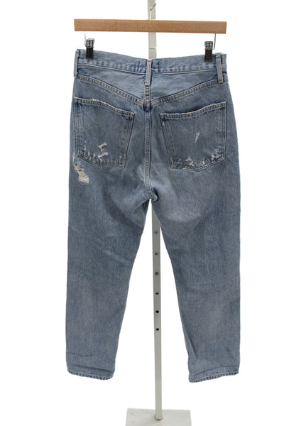 Agolde Womens Straight Jeans Blue High Rise Button Fly Size 25