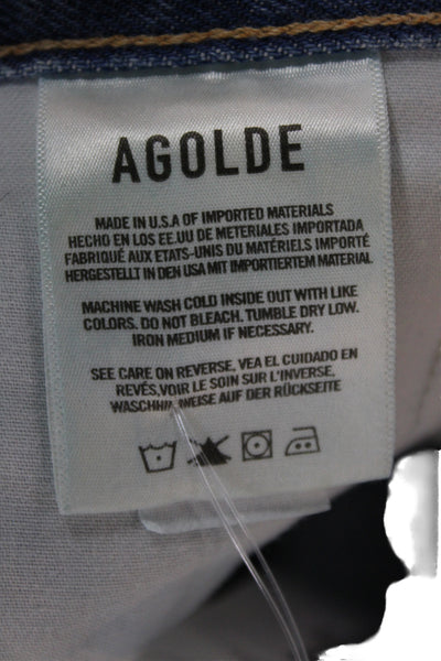 Agolde Womens Straight Jeans Blue High Rise Button Fly Size 25