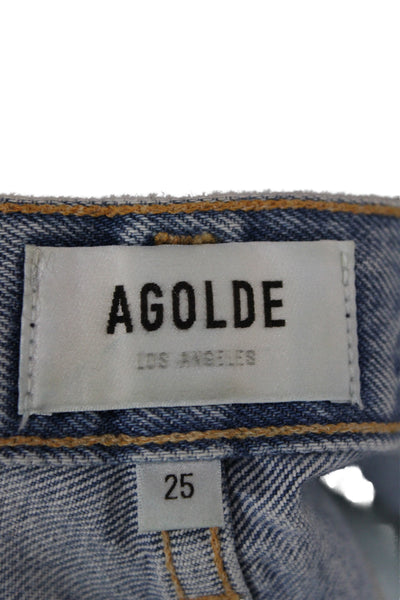 Agolde Womens Straight Jeans Blue High Rise Button Fly Size 25