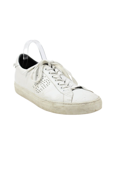 Givenchy Mens Leather Stars Detail Low Top Lace Up Sneakers White Size 43