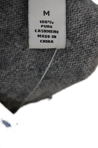 Autumn Cashmere Women Pullover V-Neck 100% Cashmere Gray Long Sleeve Size M