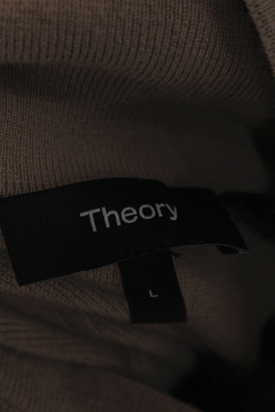 Theory Women Beige Merino Mock Neck Colorblock Sweater Dress Size L