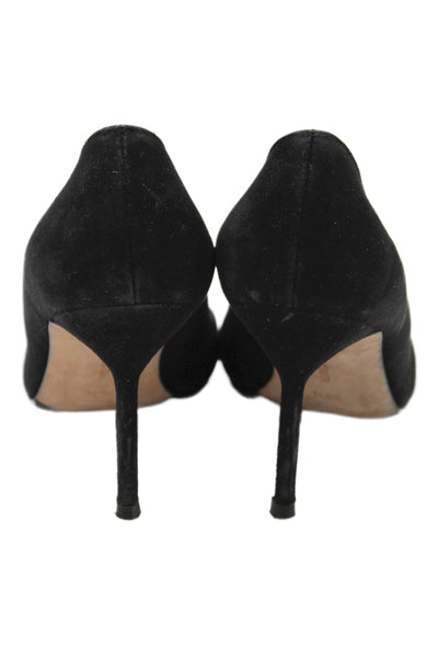 Manolo Blahnik Womens Suede Slip On Stiletto Pump Heels Black Size 5.5