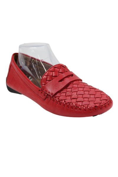 Robert Zur Women's Leather Braided Slip-On Loafers Shoes Red Size 9.5