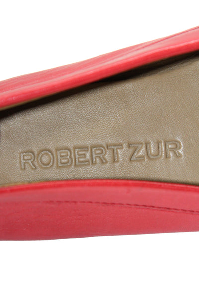 Robert Zur Women's Leather Braided Slip-On Loafers Shoes Red Size 9.5