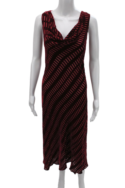 Calvin Klein Women Sheath Dress Red Cowl Neck Sleeveless Rayon Size 8