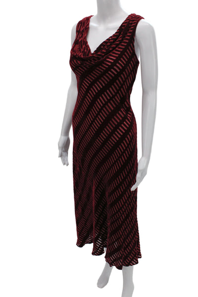 Calvin Klein Women Sheath Dress Red Cowl Neck Sleeveless Rayon Size 8