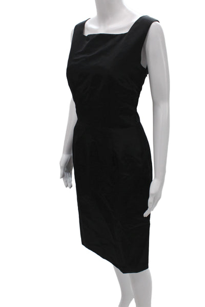 Richard Tyler Women Sheath Dress Black Square Neck Zip Knee Length Size 10