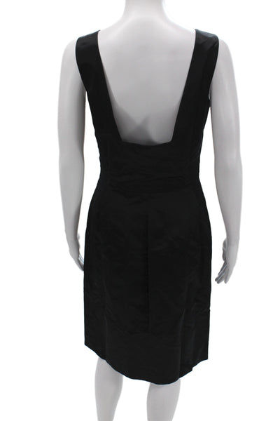 Richard Tyler Women Sheath Dress Black Square Neck Zip Knee Length Size 10