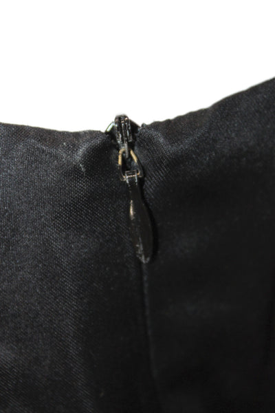Richard Tyler Women Sheath Dress Black Square Neck Zip Knee Length Size 10