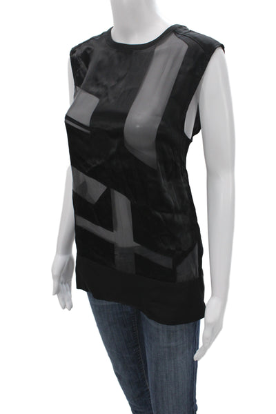 Helmut Lang Women Black Sleeveless Tank Crewneck Basic 75% Viscose Zip Size M