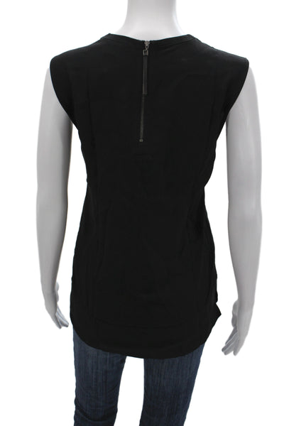 Helmut Lang Women Black Sleeveless Tank Crewneck Basic 75% Viscose Zip Size M