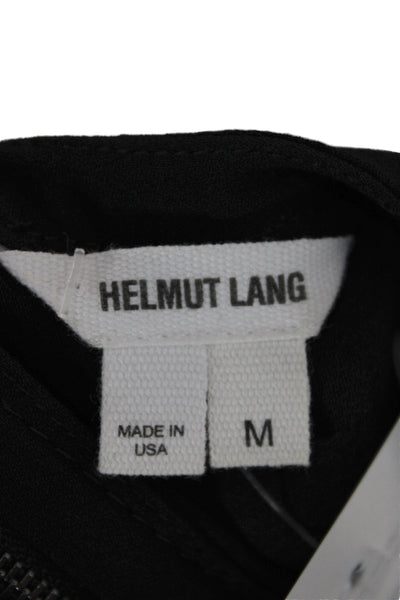 Helmut Lang Women Black Sleeveless Tank Crewneck Basic 75% Viscose Zip Size M