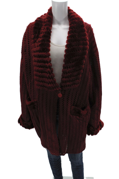 Giuliana Teso Women Red Basic Jacket Long Sleeve Button Unlined Size 42