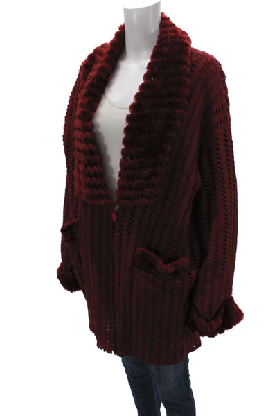 Giuliana Teso Women Red Basic Jacket Long Sleeve Button Unlined Size 42