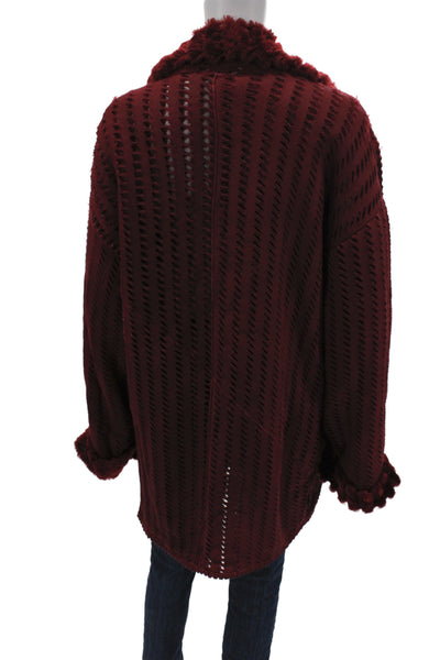 Giuliana Teso Women Red Basic Jacket Long Sleeve Button Unlined Size 42