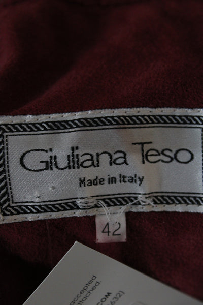Giuliana Teso Women Red Basic Jacket Long Sleeve Button Unlined Size 42