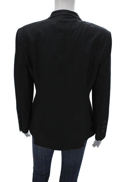 Richard Tyler Women Basic Jacket Black Striped 57% Wool Button Size 44