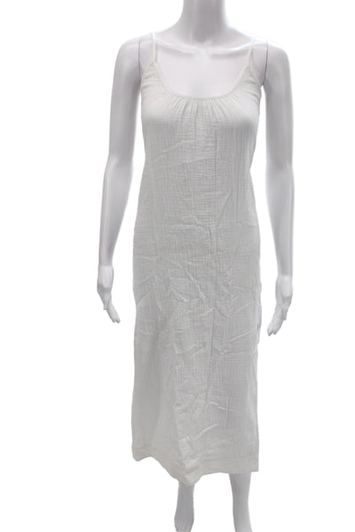 The White Company Women Maxi White Scoop Neck Sleeveless Cotton Dress Size 4