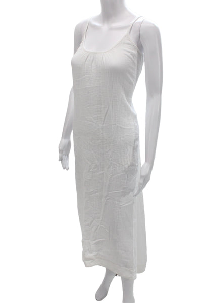 The White Company Women Maxi White Scoop Neck Sleeveless Cotton Dress Size 4