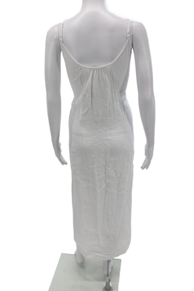 The White Company Women Maxi White Scoop Neck Sleeveless Cotton Dress Size 4