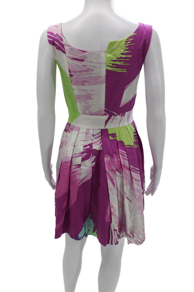 James Coviello Women Fit & Flare Square Neck Multicolor Mini Dress Size 4