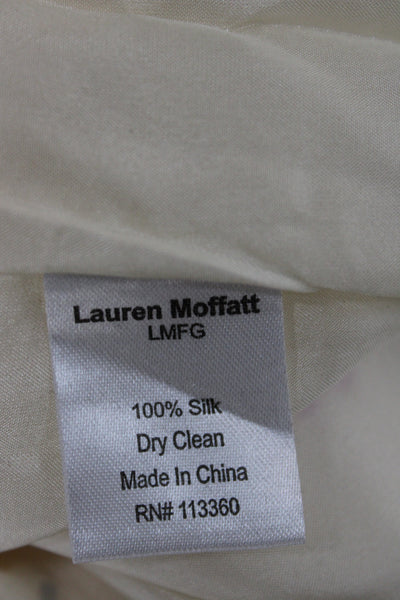 Lauren Moffatt Womens Ivory Silk V Neck Mini Dress Geometric Sleeveless Size 2