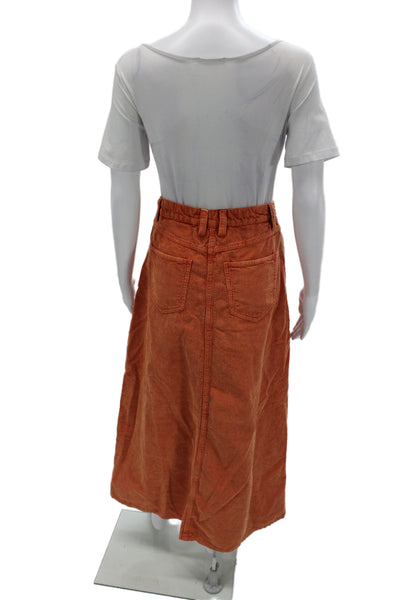 We The Free Women Boho Straight Pencil Long Skirt Orange 100% Cotton Size 0