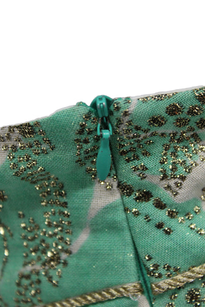 Milly Womens Paperbag Floral Wool Shorts Green Size 2