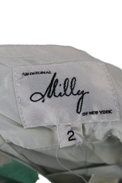 Milly Womens Paperbag Floral Wool Shorts Green Size 2