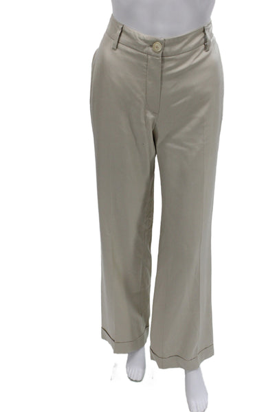 Bernard Zins Women Dress Pants Beige 100% Silk Button Closure Size 4