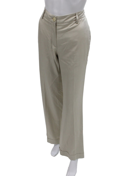 Bernard Zins Women Dress Pants Beige 100% Silk Button Closure Size 4