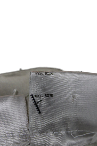 Bernard Zins Women Dress Pants Beige 100% Silk Button Closure Size 4