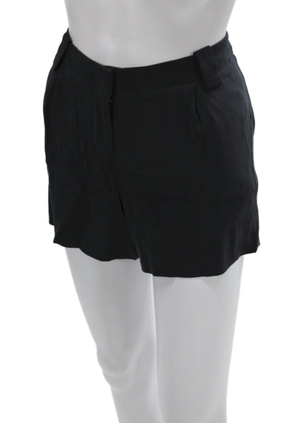 Theory Womens 95% Silk Black Zip Shorts Size 2