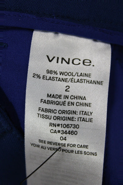 Vince Womens Cropped Blue Wool Pants Button Inseam 24 Size 2
