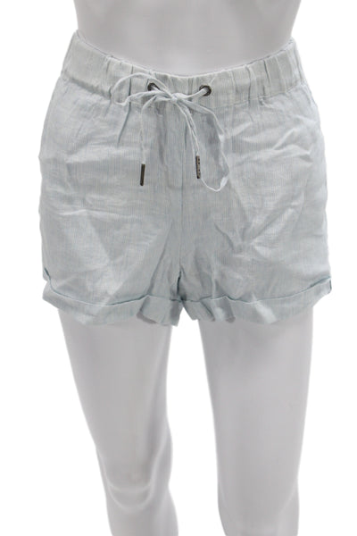 Joie Women Casual Blue Striped Linen Shorts Size S