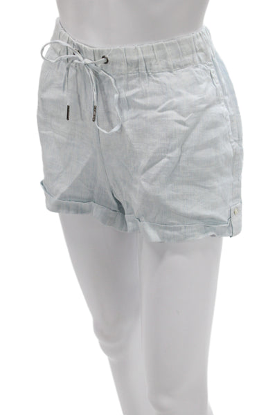 Joie Women Casual Blue Striped Linen Shorts Size S