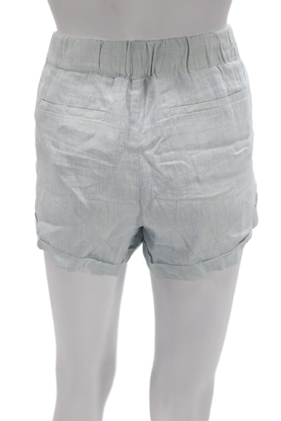 Joie Women Casual Blue Striped Linen Shorts Size S