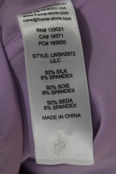 Frame Womens Basic Purple Silk Collared 3/4 Sleeve Blouse Size S