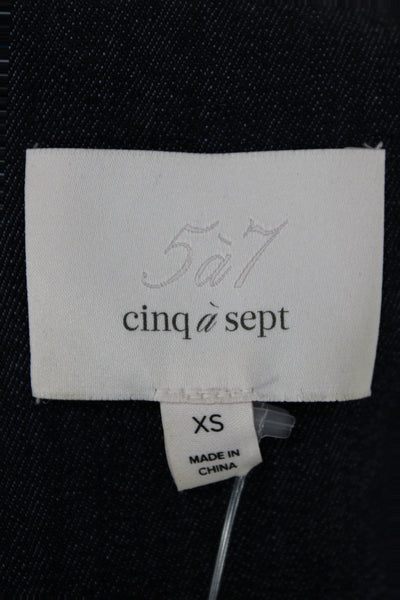 Cinq à Sept Women Blue Basic Jacket 3/4 Sleeve Zip Closure Size XS