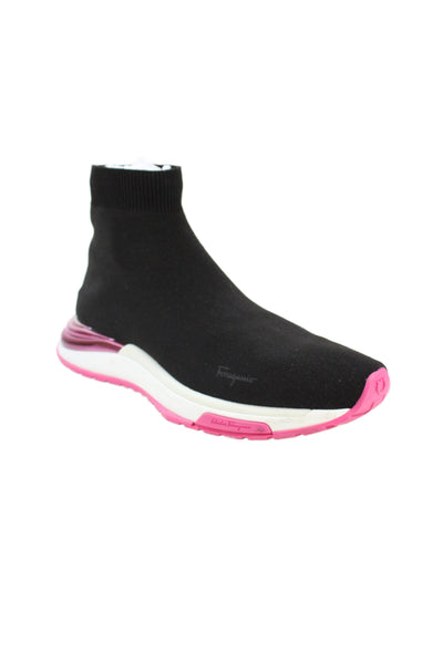 Salvatore Ferragamo Womens Pull On Sock Sneakers Black Pink Size 10 Wide