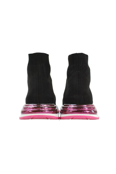 Salvatore Ferragamo Womens Pull On Sock Sneakers Black Pink Size 10 Wide