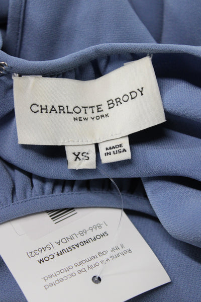 Charlotte Brody Women Blue Basic Long Sleeve Round Neck Blouse Size XS