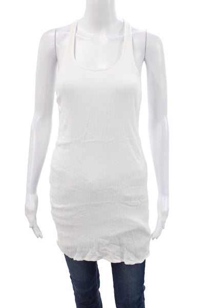 Splendid Womens Tunic White Ribbed Scoop Neck Sleeveless Casual Size S