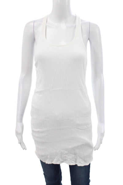 Splendid Womens Tunic White Ribbed Scoop Neck Sleeveless Casual Size S