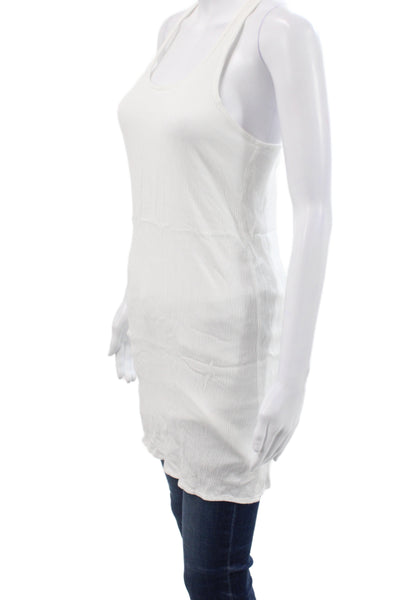 Splendid Womens Tunic White Ribbed Scoop Neck Sleeveless Casual Size S