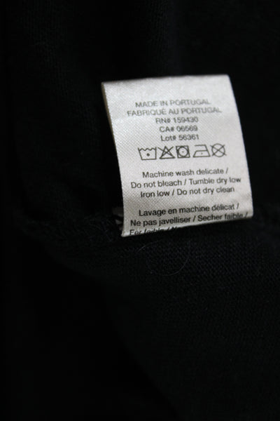 Elan Womens Black Linen V-Neck Short Sleeve Basic T-Shirt Size M