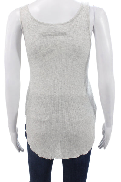 Enza Costa For Intermix Women Gray Ribbed Scoop Neck Basic Tank Size S