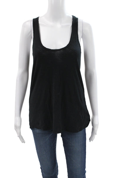Standard James Perse Women Black Cotton Scoop Neck Sleeveless Tank Basic Size 1