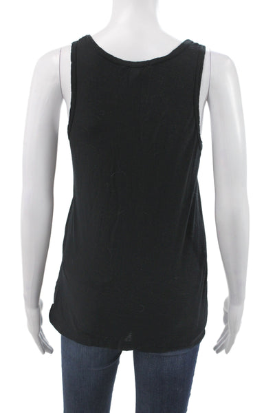 Standard James Perse Women Black Cotton Scoop Neck Sleeveless Tank Basic Size 1